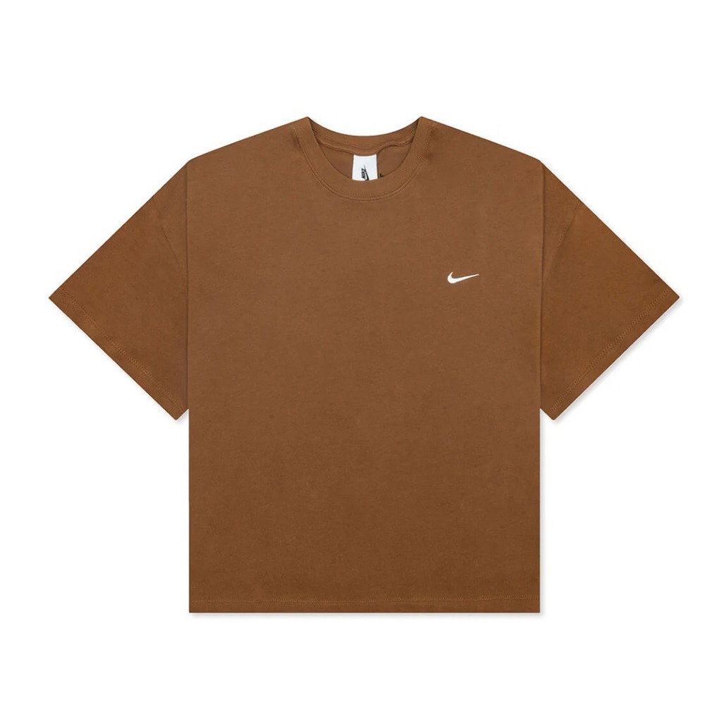 Nike Cropped T-Shirt Women's L Brown Swoosh Sportswear Athletic Performance